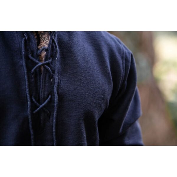 Medieval handwoven cotton shirt in black for men - Image 3
