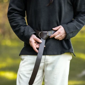 Ring belt in robust leather "Arion" Dark brown